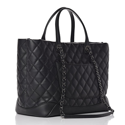 Chanel Calfskin Quilted Large Easy Shopping Tote Black 3 of 10