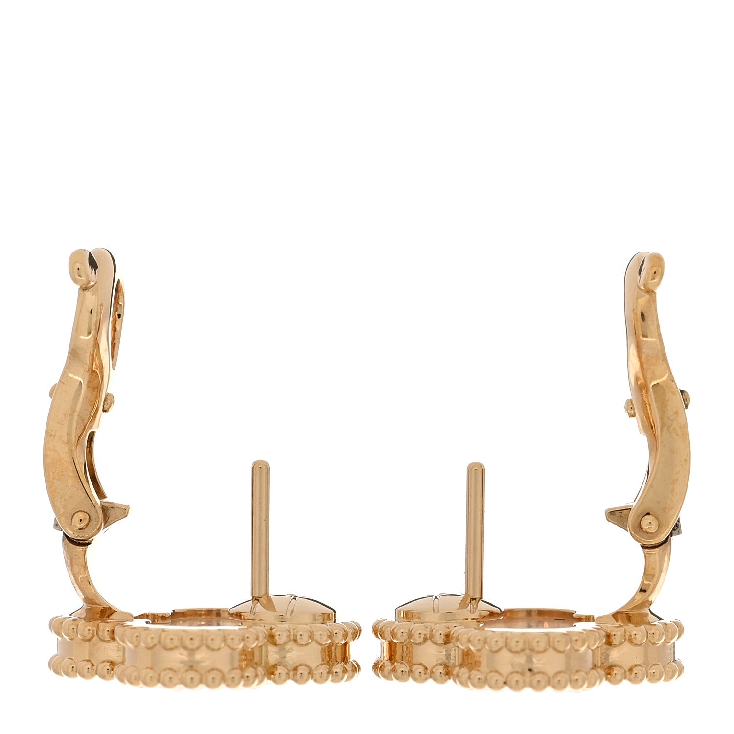 Van Cleef & Arpels 18K Yellow Gold Mother of Pearl Vintage Alhambra Earrings 3 of 5