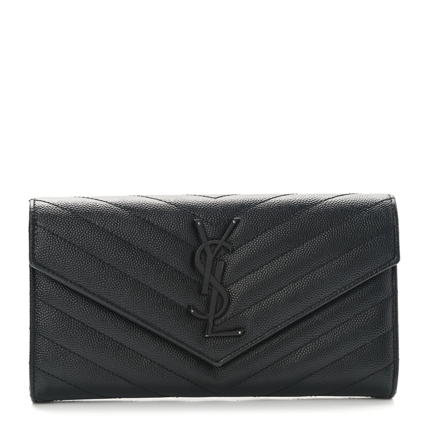 Grain De Poudre Matelasse Chevron Monogram Flap Wallet Black