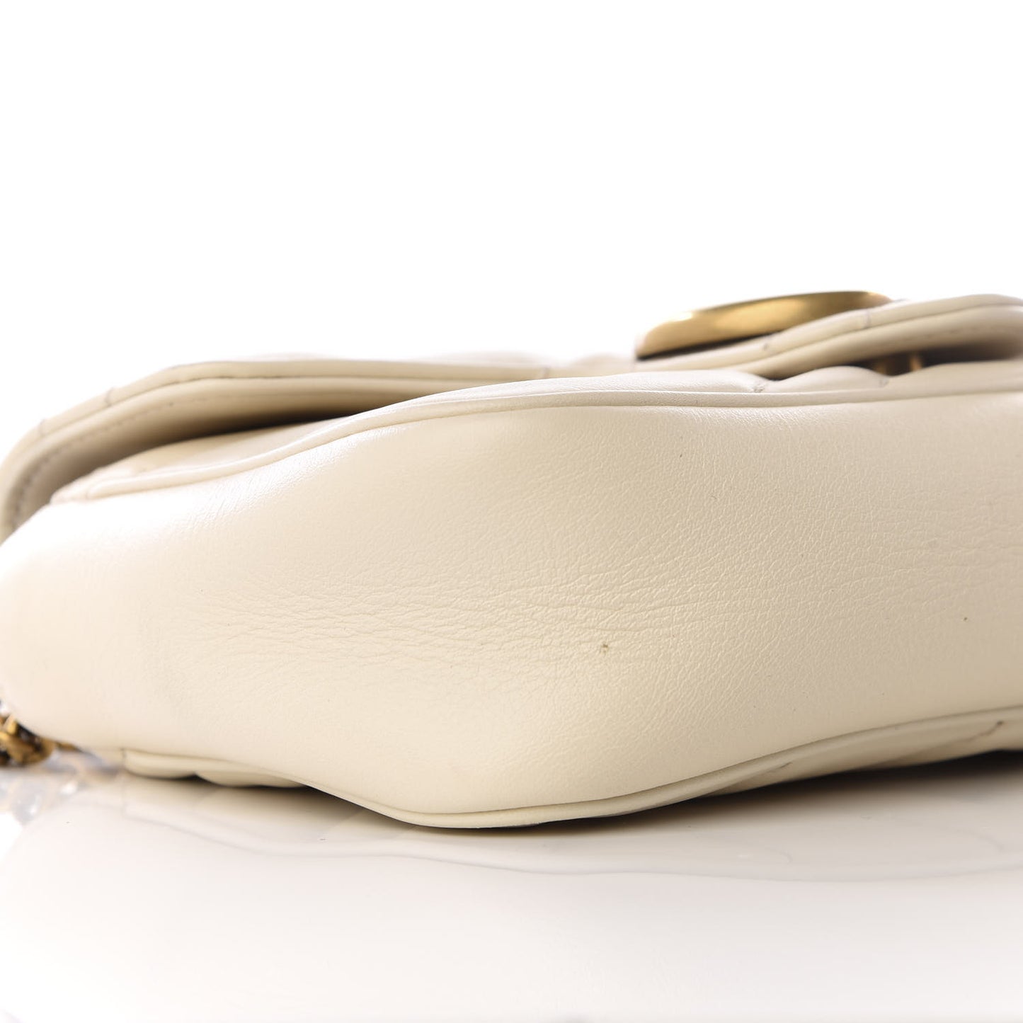Calfskin Matelasse Super Mini GG Marmont Shoulder Bag White