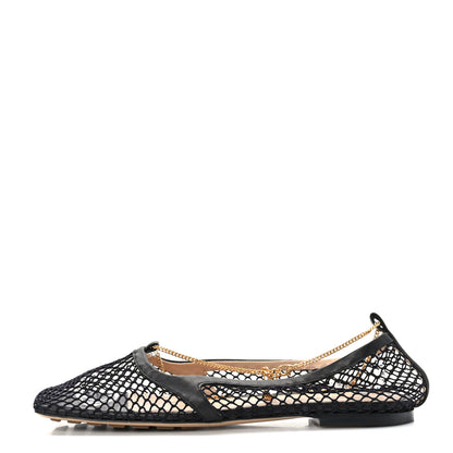 Bottega Veneta Mesh Nappa Chunky Chain Stretch Ballerina Flats 39 Black 1 of 7