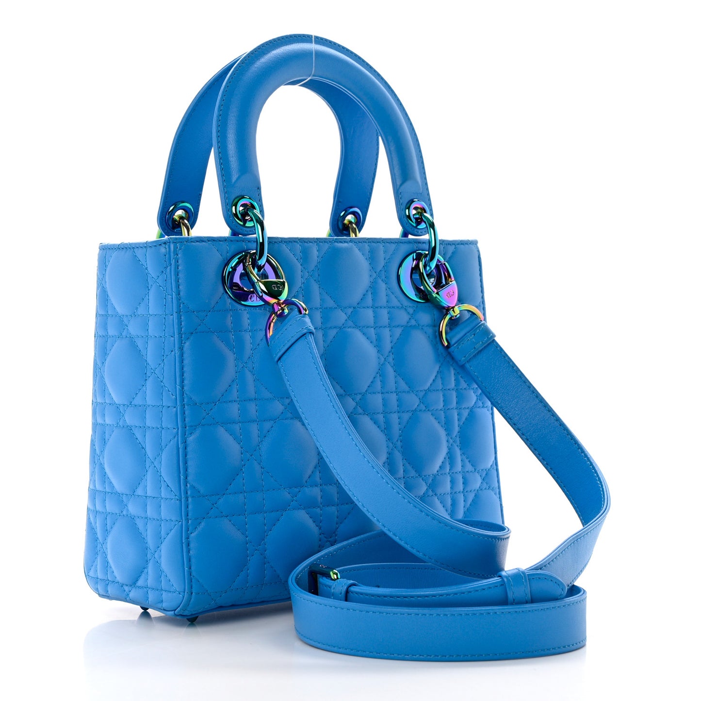 Lambskin Cannage Small Lady Dior Bright Blue