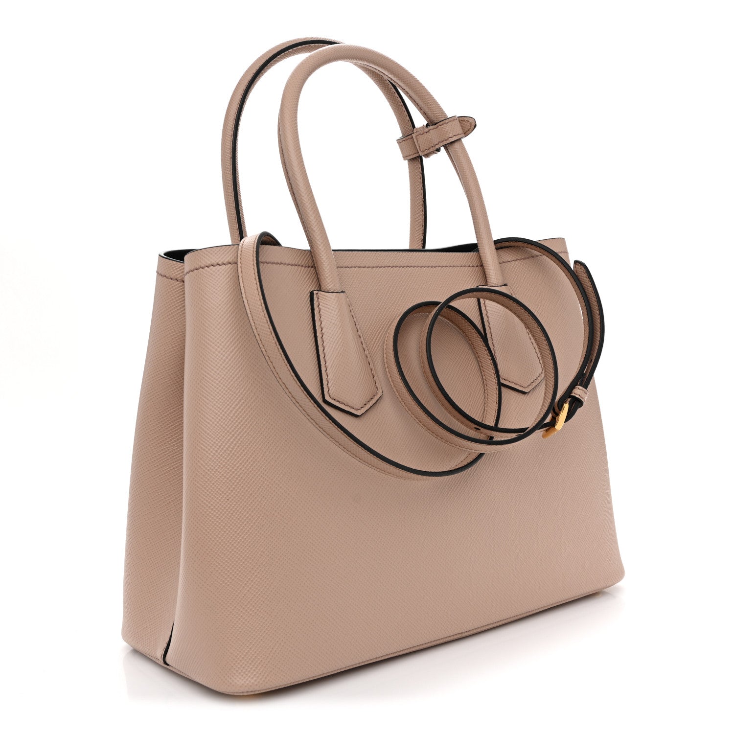 Prada Saffiano Cuir Small Double Bag Cipria Black 3 of 10