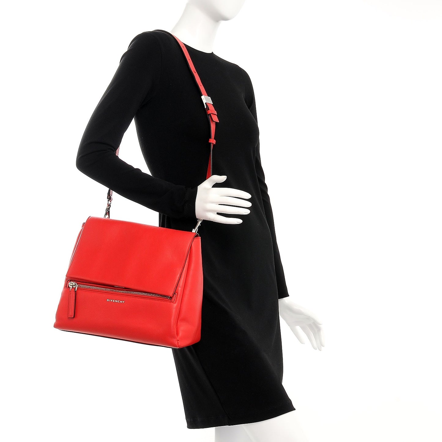 Calfskin Small Pandora Pure Flap Bag Medium Red