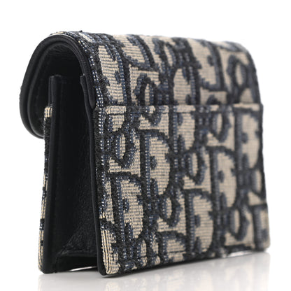 Christian Dior Oblique Saddle Card Holder Blue 3 of 7