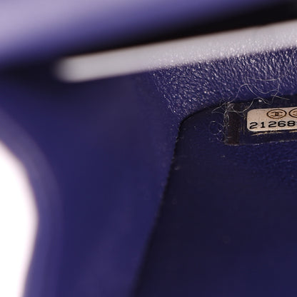 Chanel Lambskin Chevron Quilted Medium Double Flap Blue 5 of 7