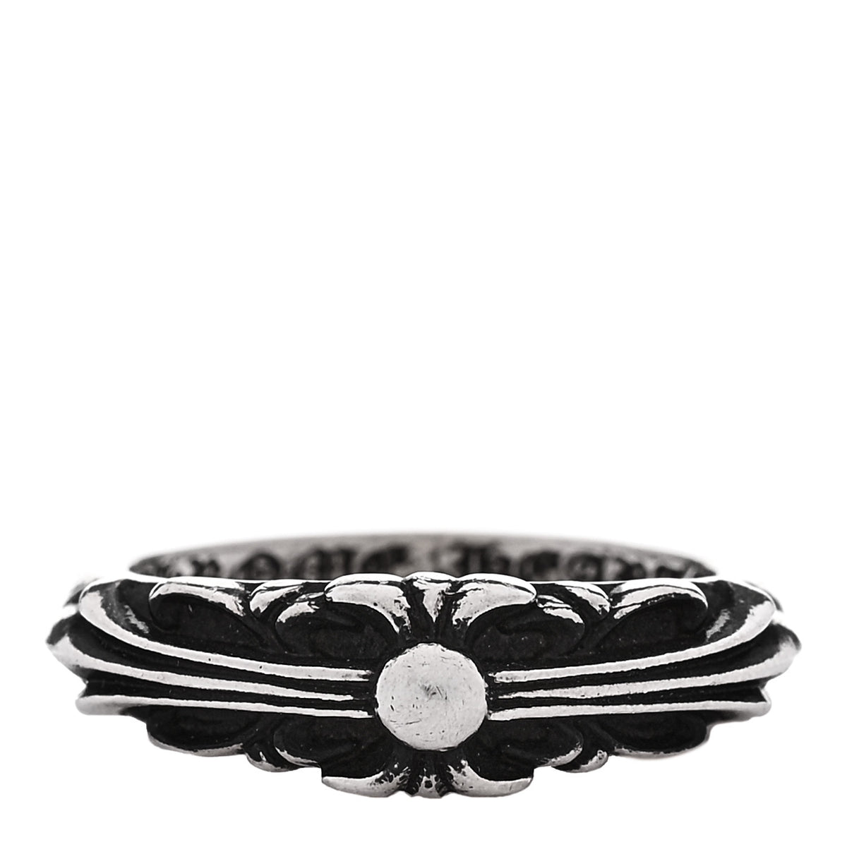 Sterling Silver Narrow Floral Cross Band Ring 49 4.75