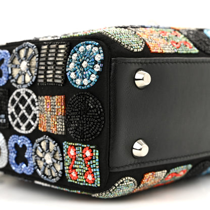 Christian Dior Satin Lambskin Embroidered Beaded Mini Lady Dior Black Multicolor 9 of 11