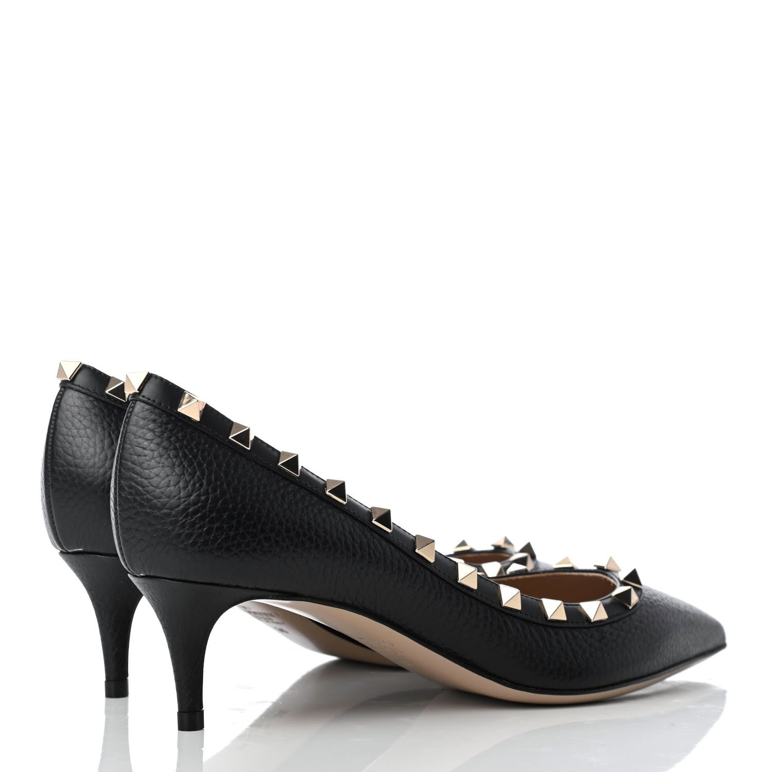 Valentino Garavani Pebbled Calfskin Rockstud 50mm Pumps 36 Black 4 of 11