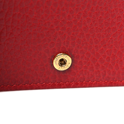 Gucci Pebbled Calfskin GG Marmont Card Case Hibiscus Red 12 of 13