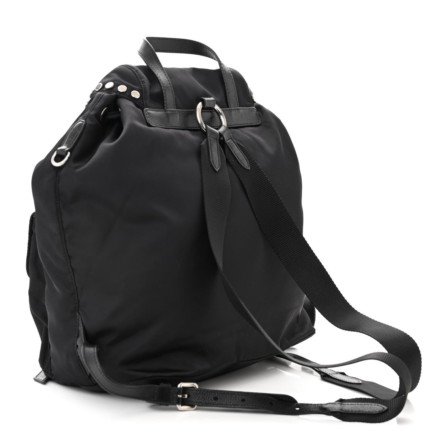 Prada Nylon Studded Medium Backpack Black 3 of 10
