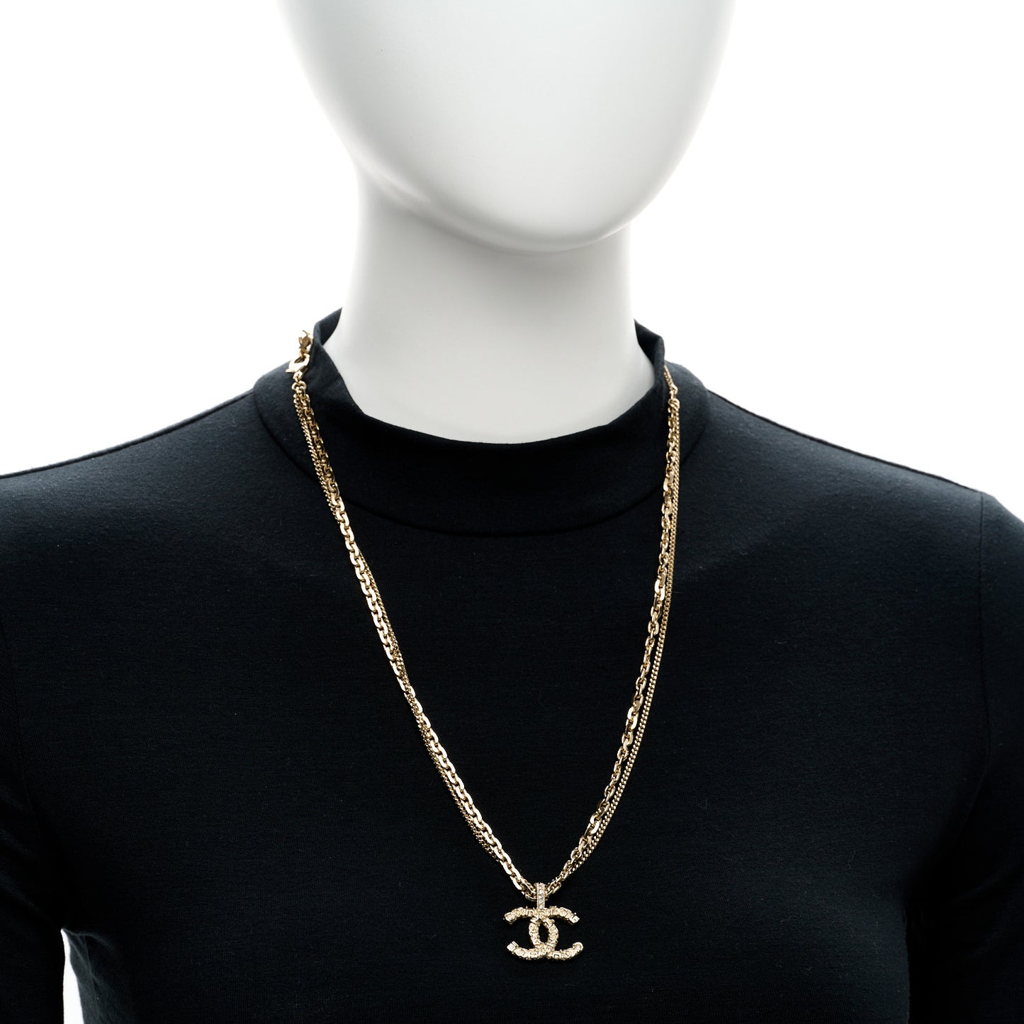 Crystal CC Multi Strand Chain Necklace Gold