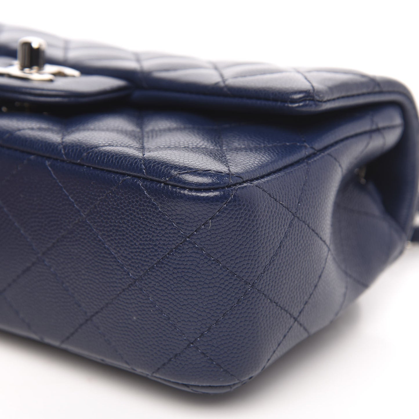 Caviar Quilted Mini Rectangular Flap Navy