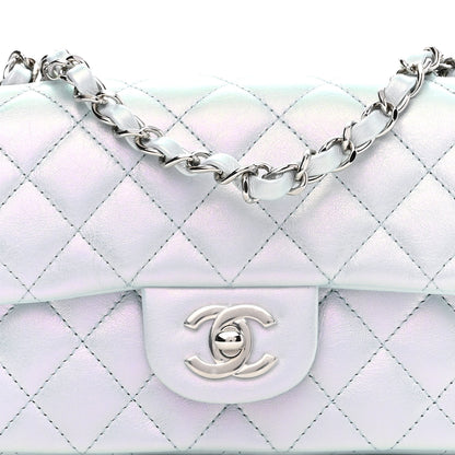 Chanel Iridescent Calfskin Quilted Mini Rectangular Flap Light Blue 8 of 11