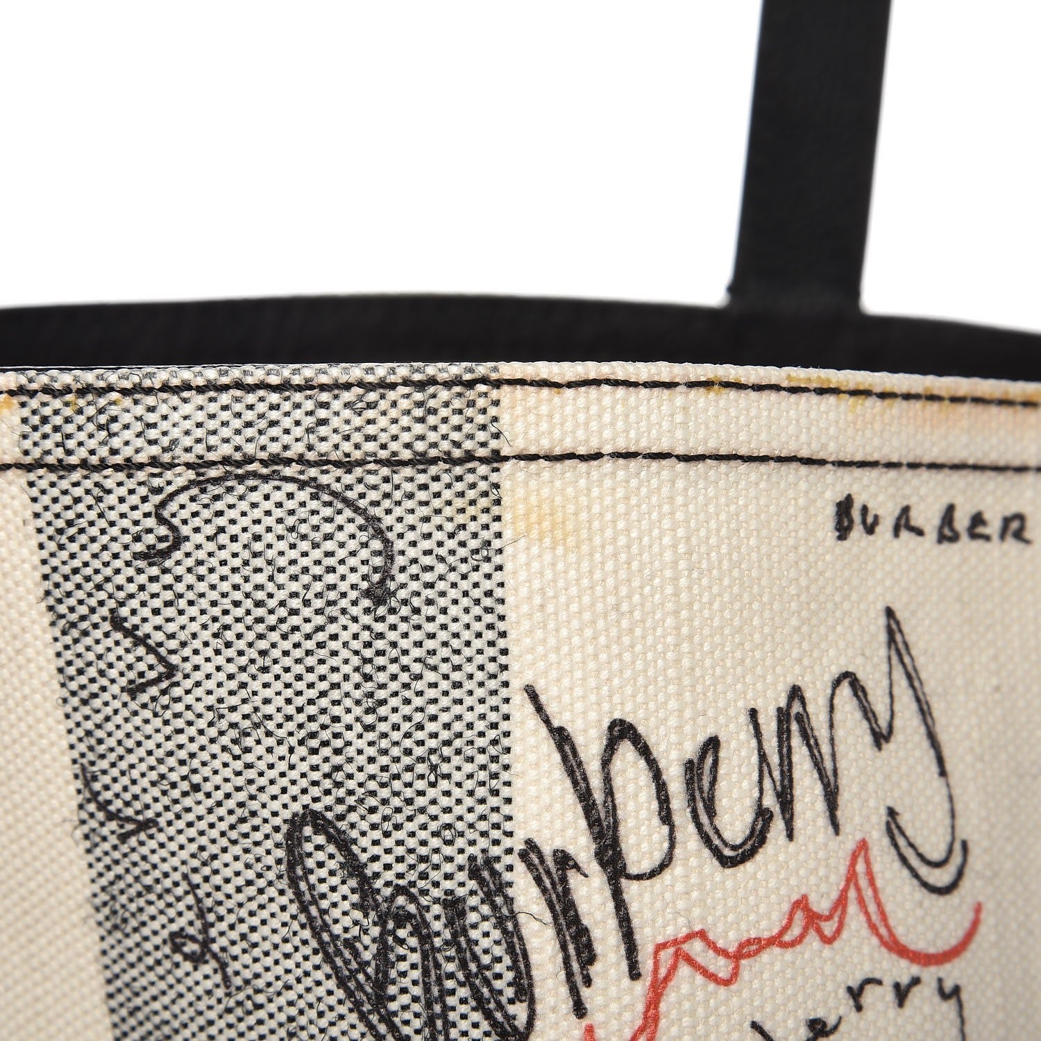 Burberry Coated Canvas Mega Check Sketchbook Reversible Tote White Black 12 of 14