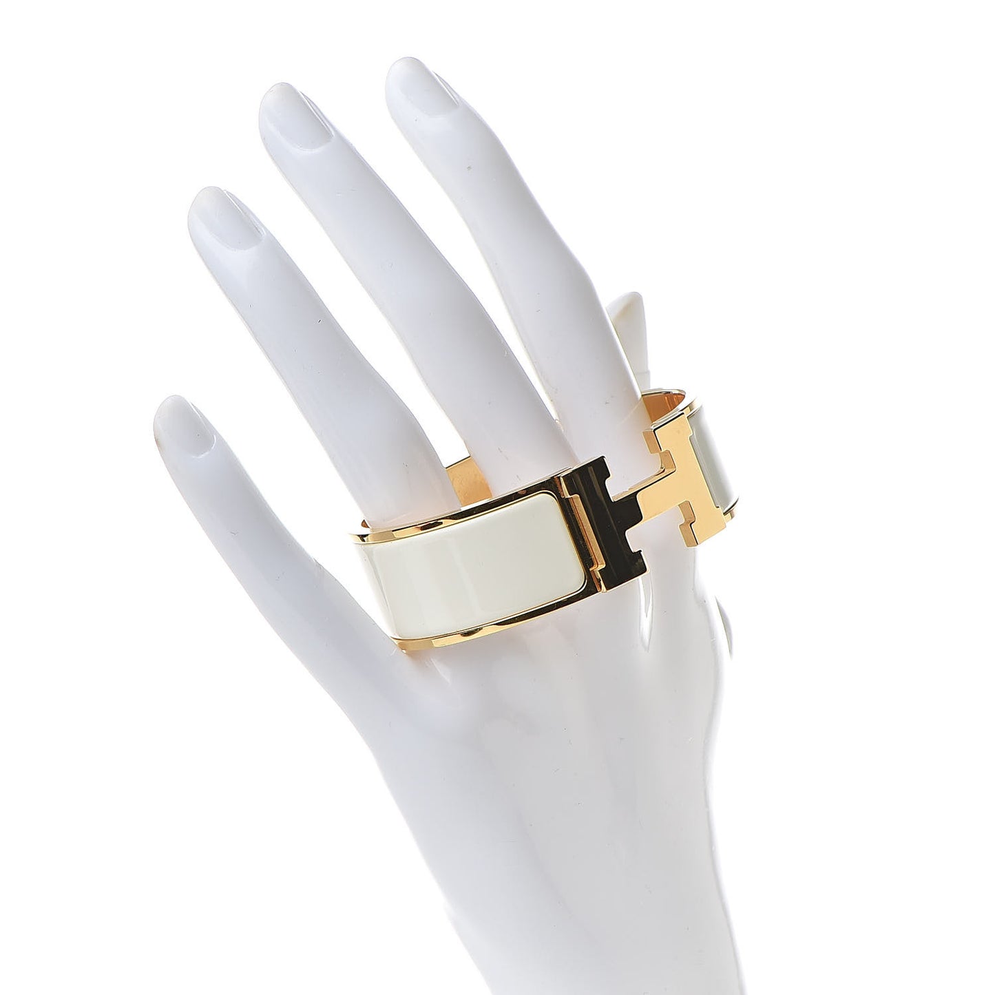 Enamel Wide Clic Clac H Bracelet PM White
