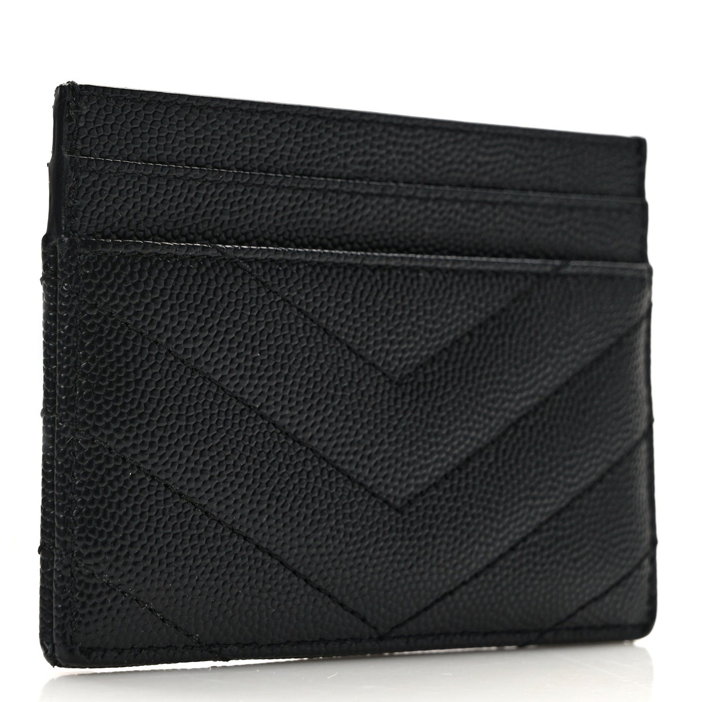 Grain De Poudre Matelasse Chevron Monogram Credit Card Case Black