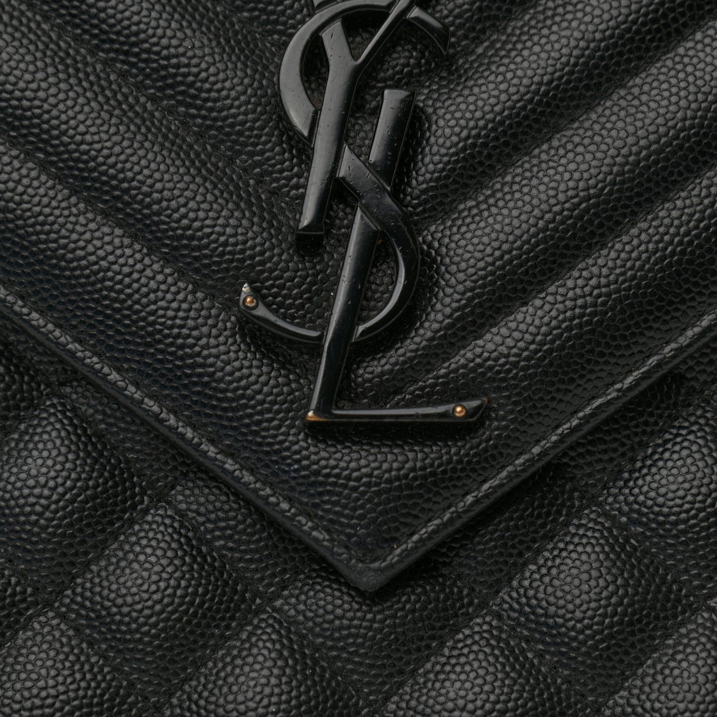 Grain De Poudre Textured Mixed Matelasse Large Triquilt Monogram Monochrome Satchel Black