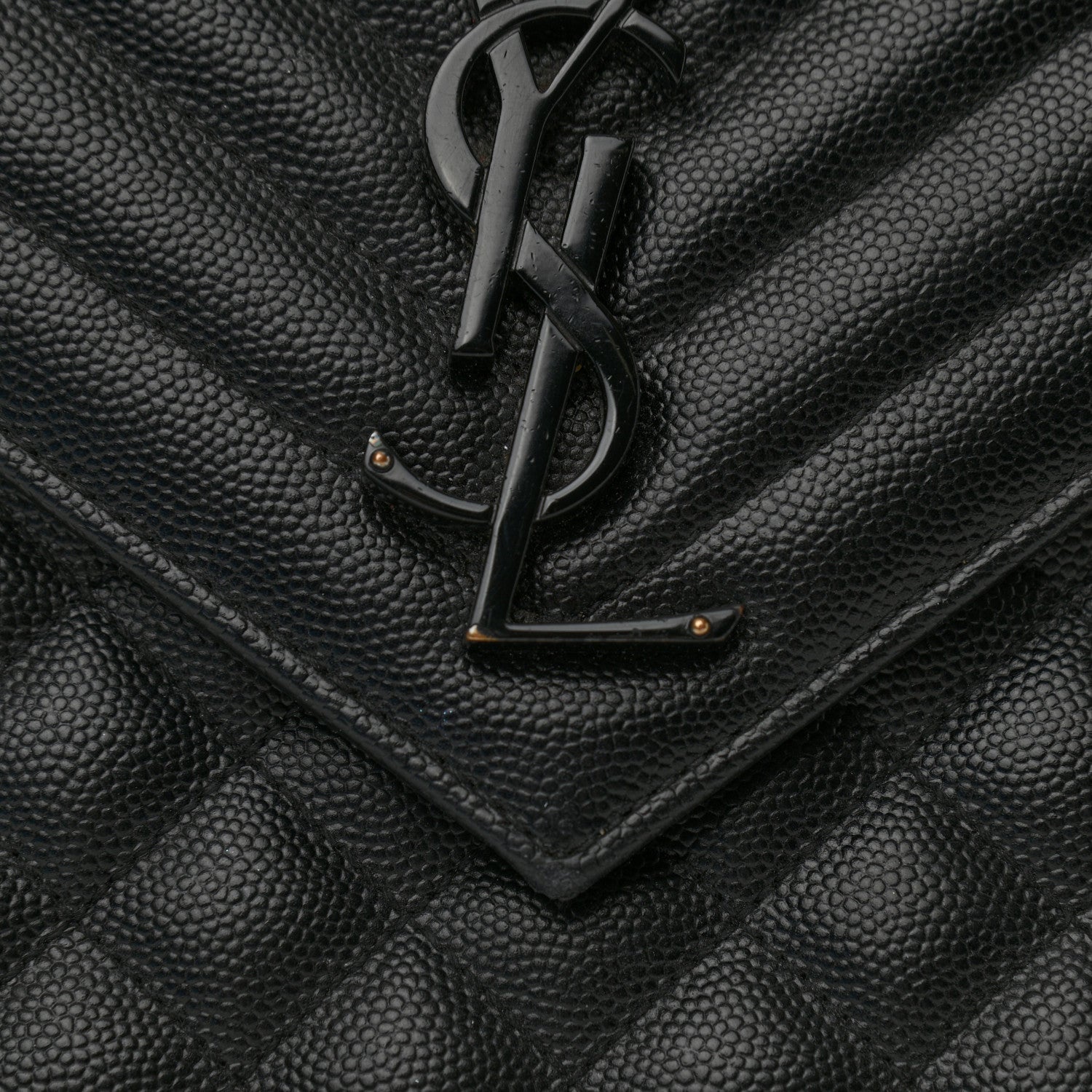 Saint Laurent Grain De Poudre Textured Mixed Matelasse Large Triquilt Monogram Monochrome Satchel Black 8 of 14