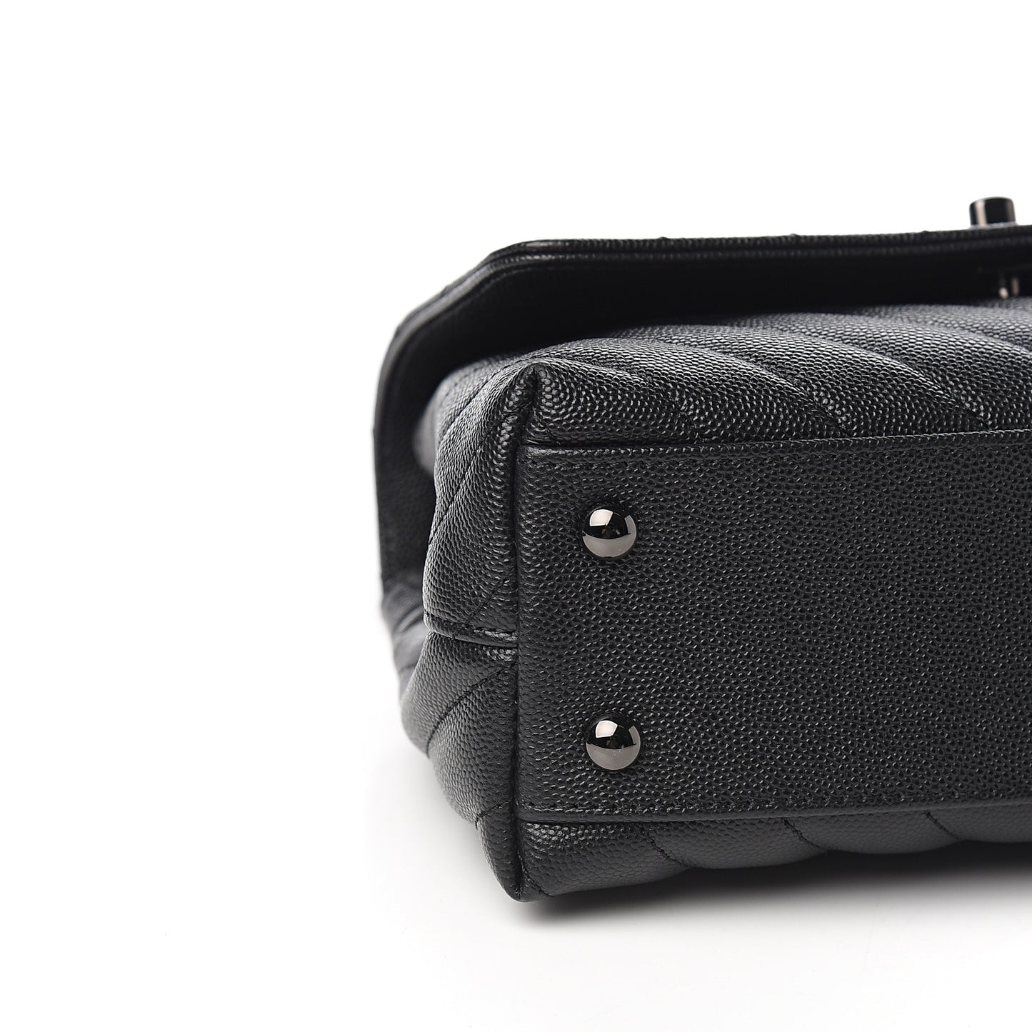 Caviar Chevron Quilted Mini Coco Handle Flap So Black
