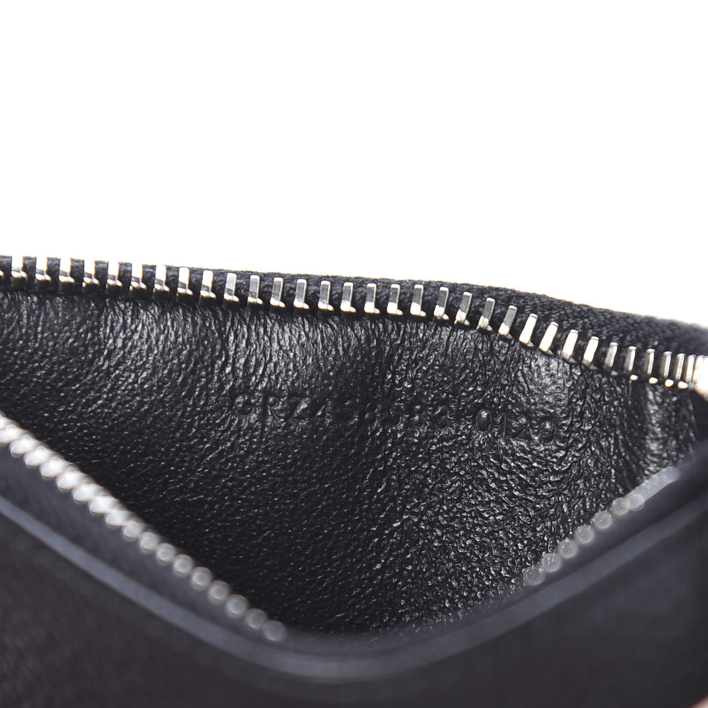Grained Calfskin 5 Fragments Zip Pouch Card Holder Black