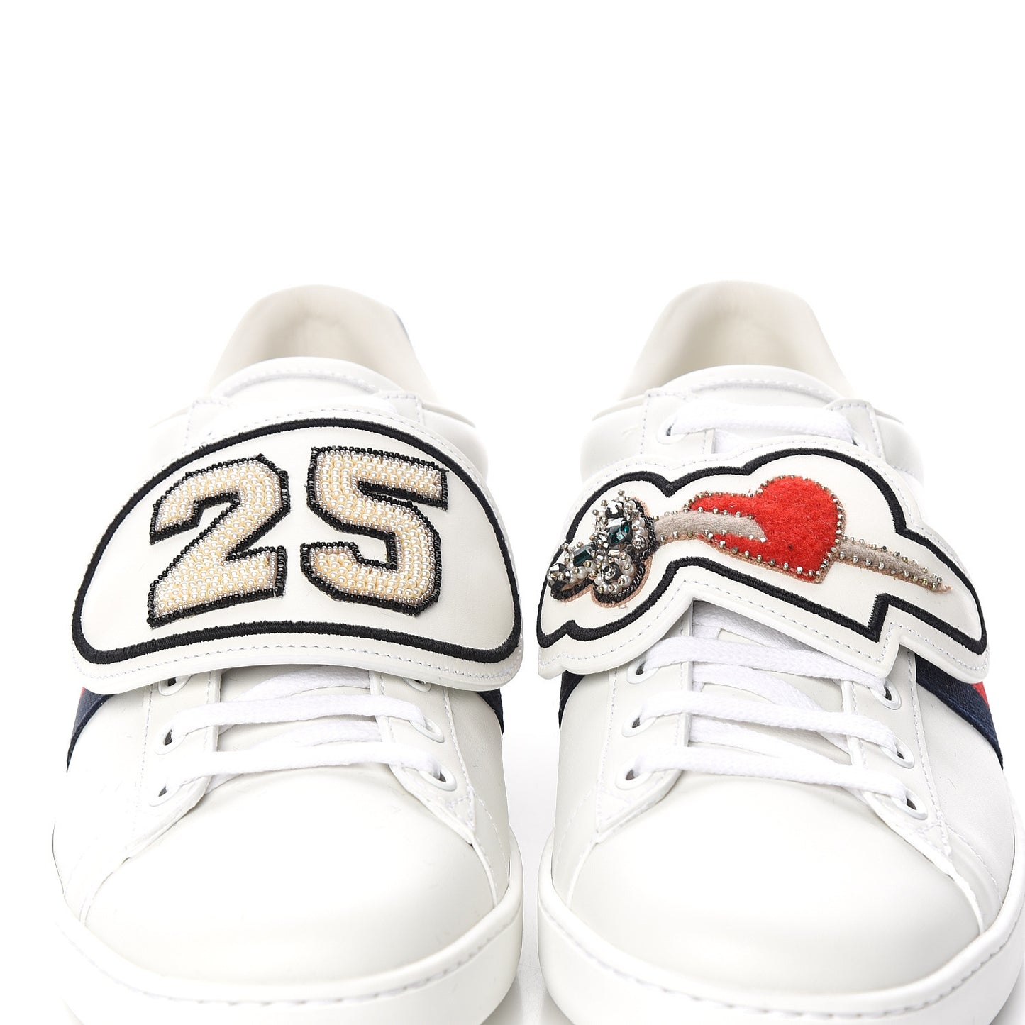 Calfskin Ayers Web Dagger Embroidered Womens Ace Sneakers 40 White