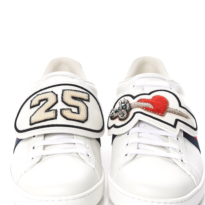 Gucci Calfskin Ayers Web Dagger Embroidered Womens Ace Sneakers 40 White 3 of 11