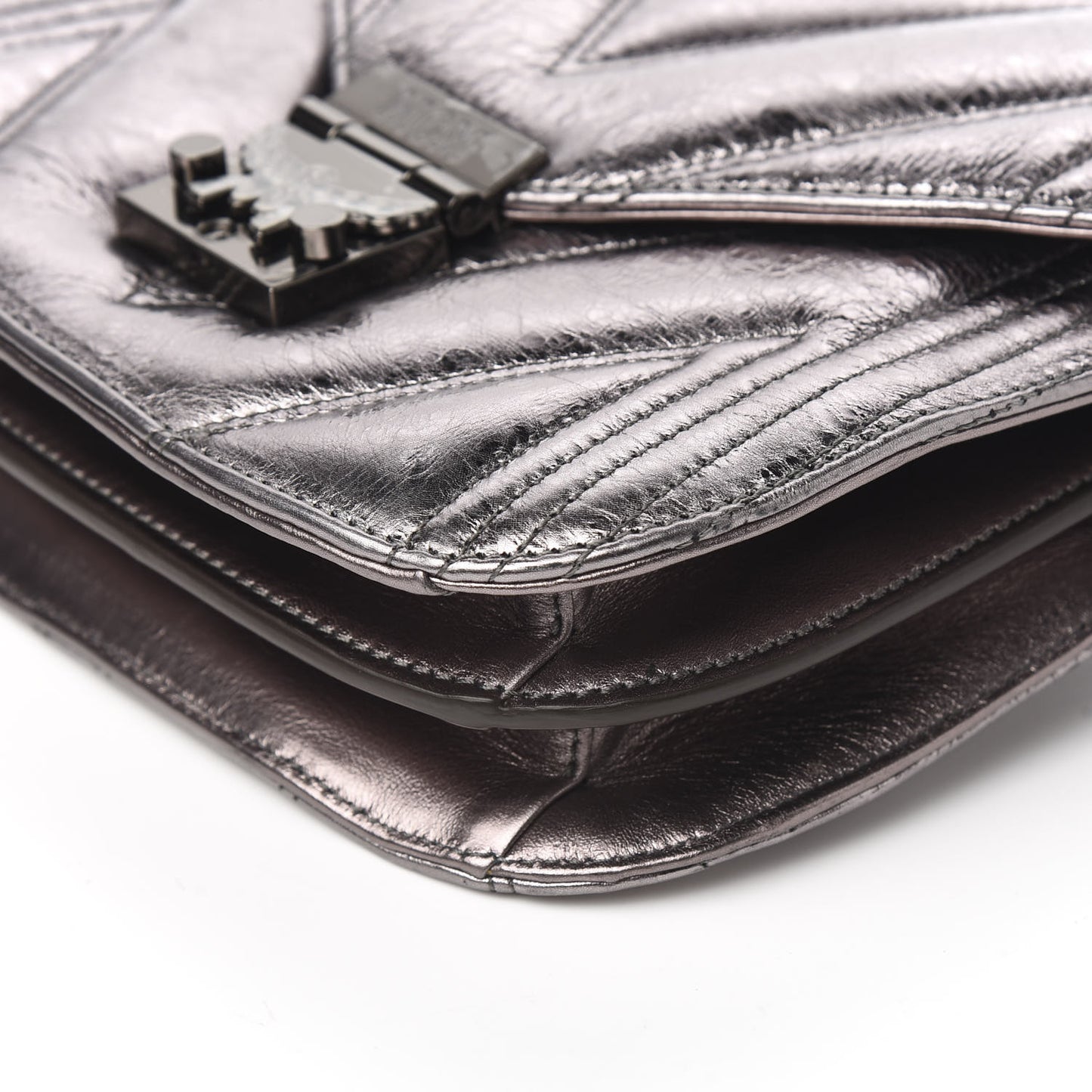 Metallic Calfskin Quilted Patricia Crossbody Bag Berlin Silver