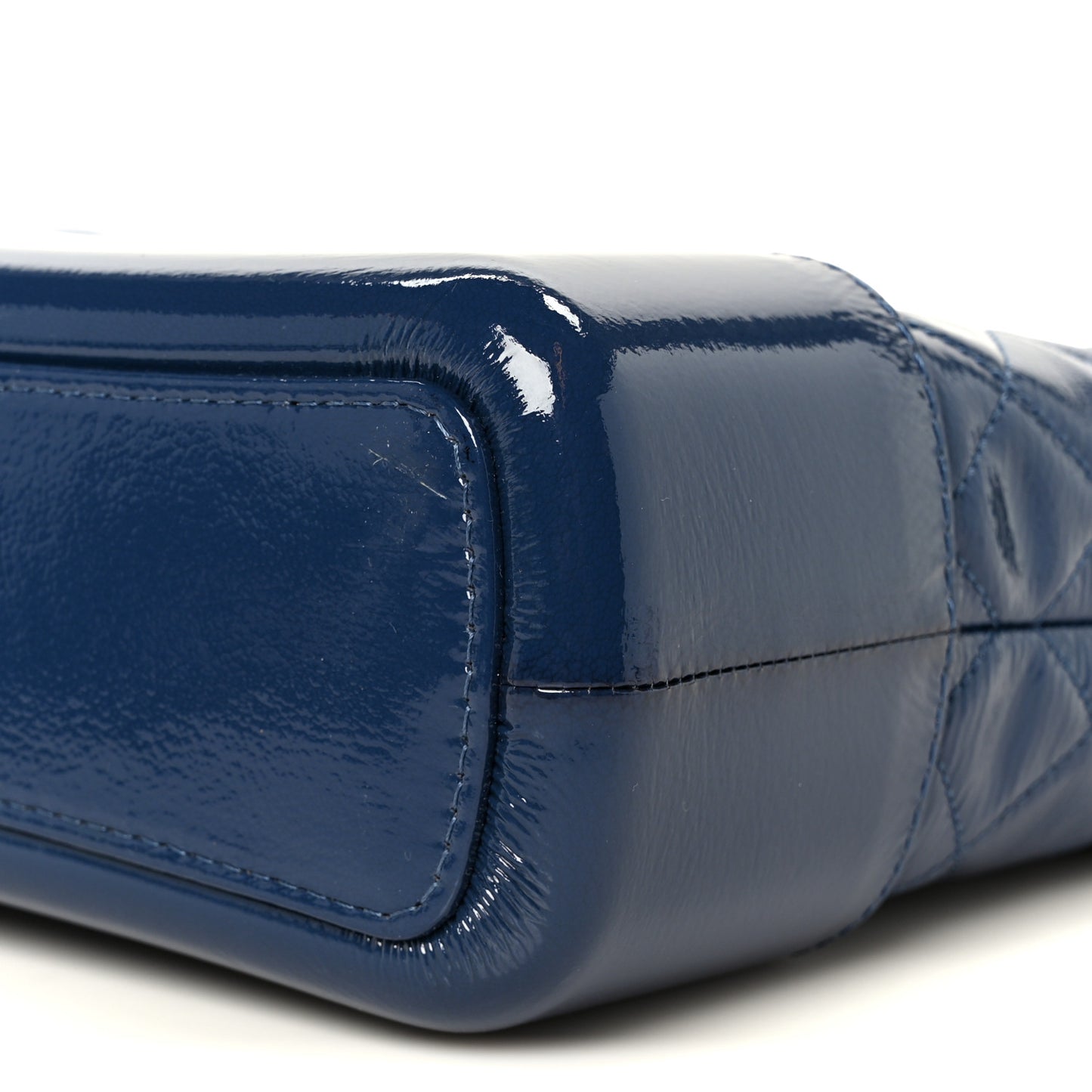 Patent Goatskin Quilted Medium Gabrielle Hobo Blue