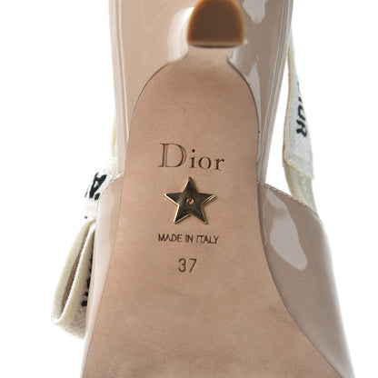 Christian Dior Patent Ribbon J'Adior Slingback 65mm Pumps 37 Nude 9 of 9