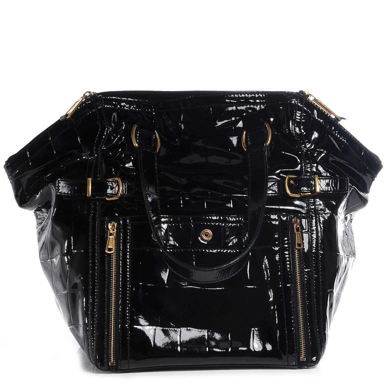 Saint Laurent Patent Crocodile Embossed Medium Downtown Tote 1 of 9