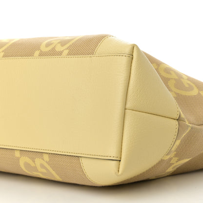 Gucci Monogram Jumbo GG Textured Dollar Calfskin Medium Ophidia Shopping Tote Beige Yellow 10 of 11