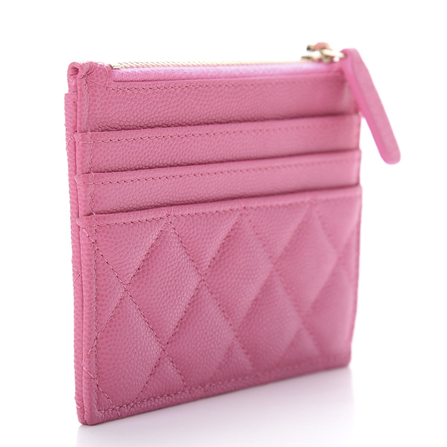 Chanel Caviar Quilted CC Zip Card Holder Pink 3 of 10