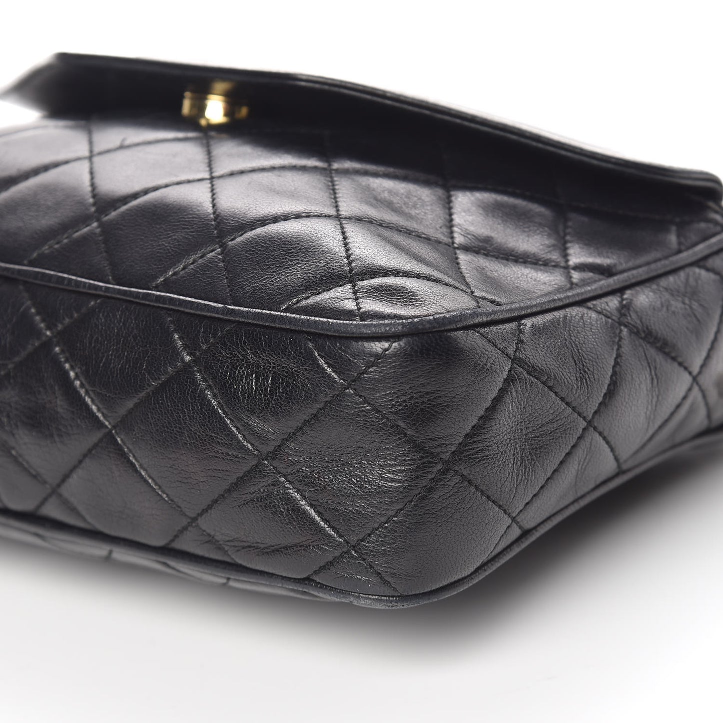 Lambskin Quilted Tassel Camera Case Black