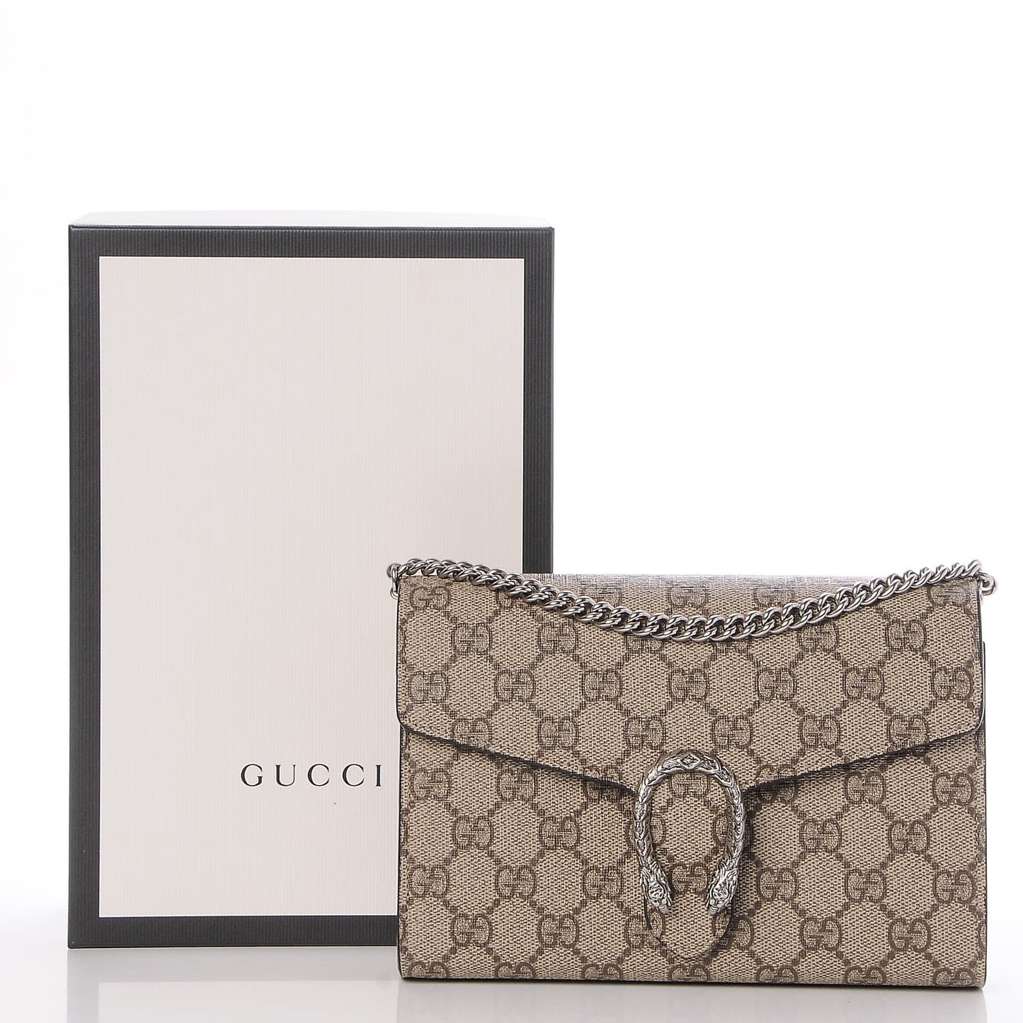 GG Supreme Monogram Mini Dionysus Chain Wallet Beige Taupe