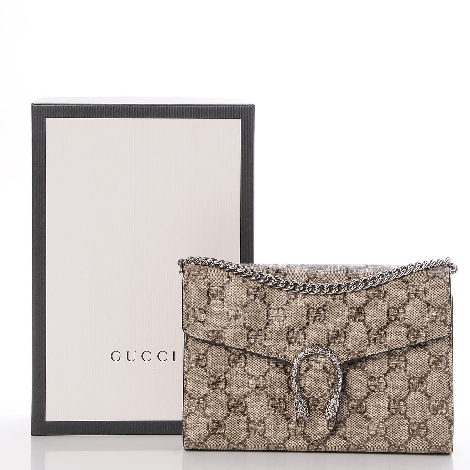 Gucci GG Supreme Monogram Mini Dionysus Chain Wallet Beige Taupe 8 of 8