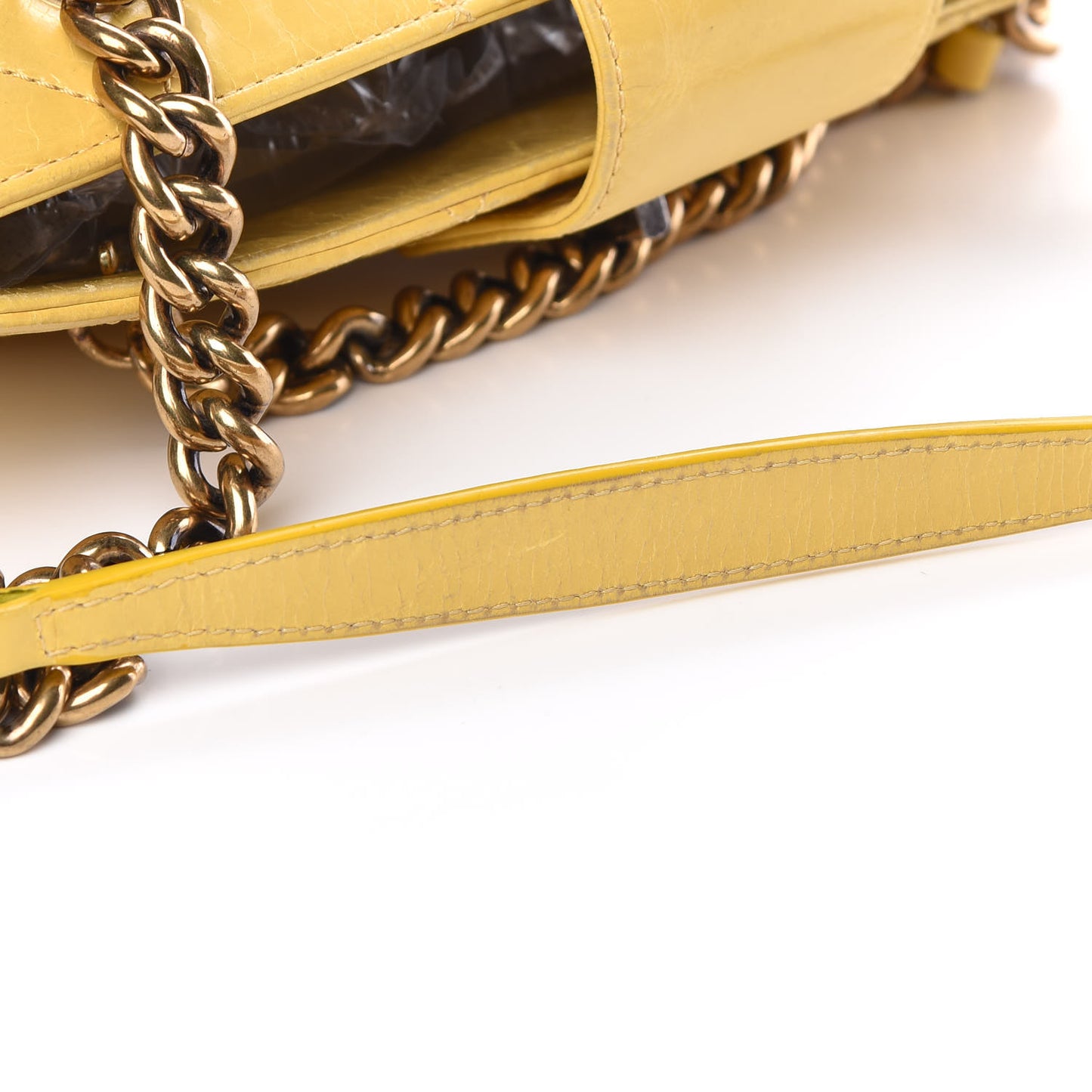Glazed Calfskin Quilted Mademoiselle Bowling Tote Yellow