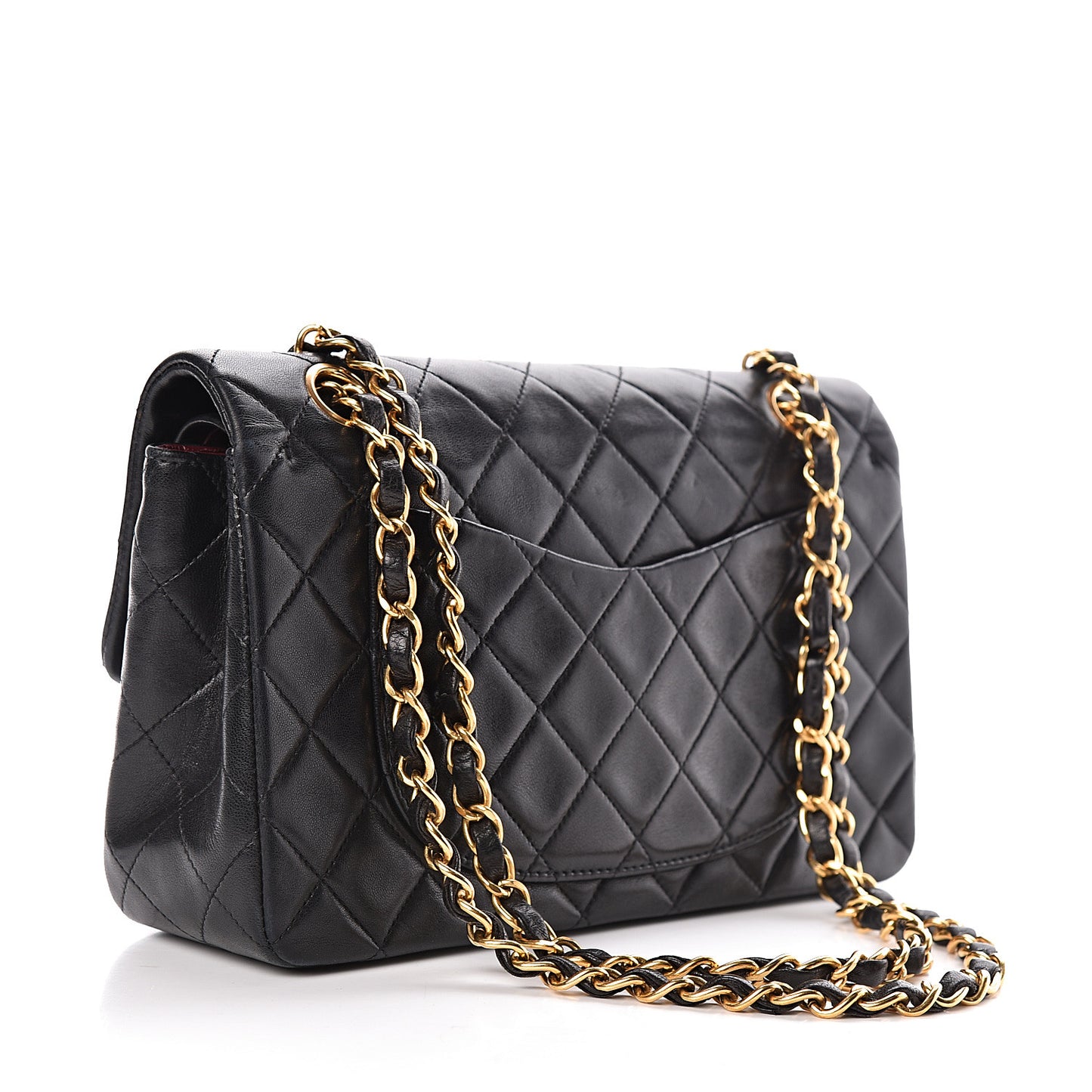 Lambskin Quilted Small Double Flap Black