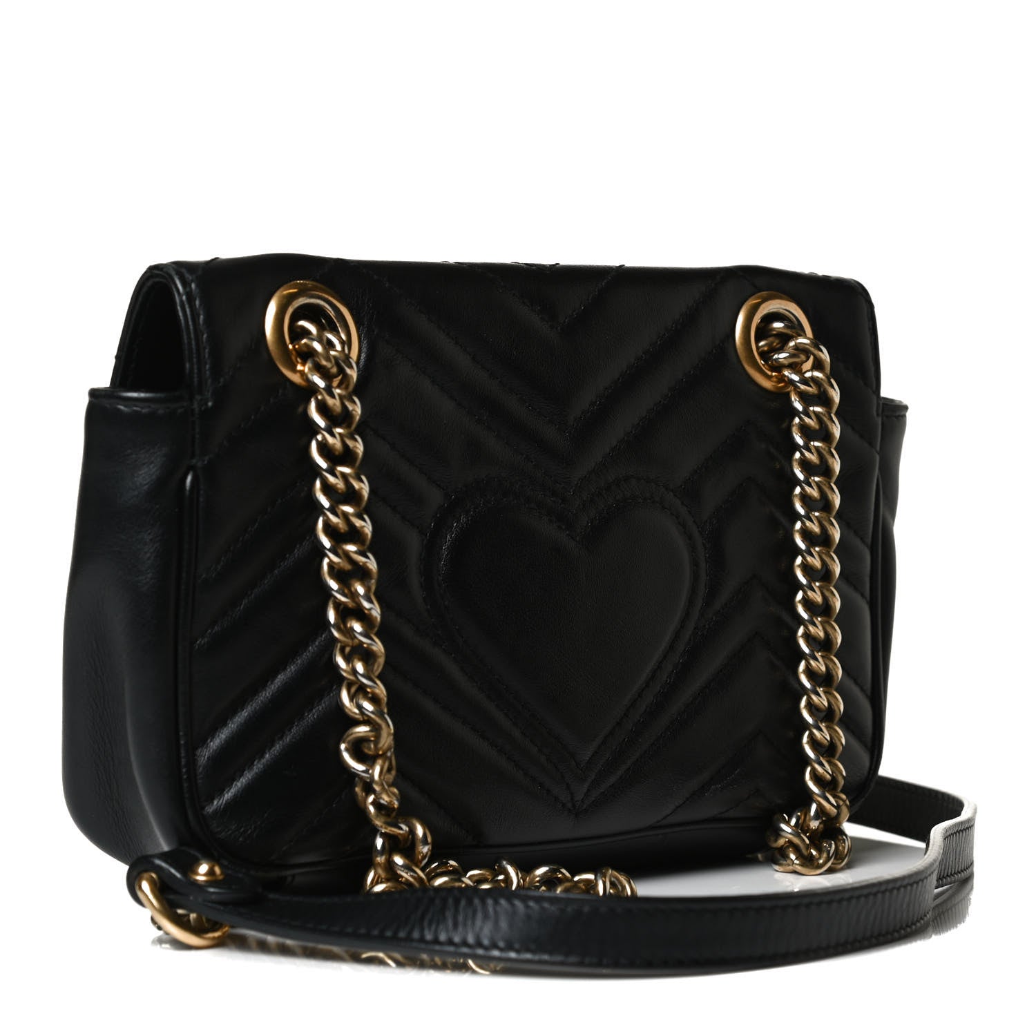 Gucci Calfskin Matelasse Mini GG Marmont Shoulder Bag Black 2 of 15