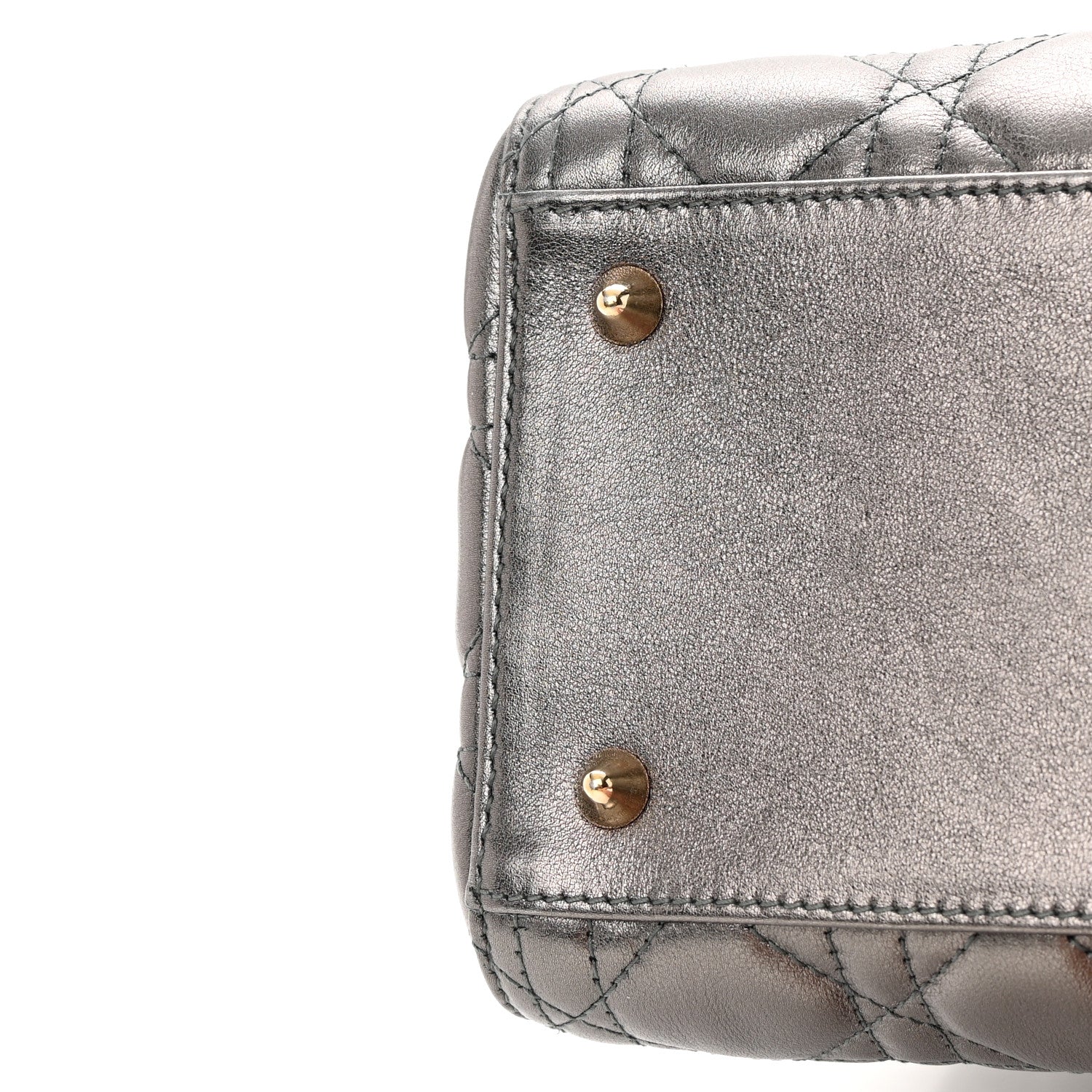 Christian Dior Metallic Calfskin Cannage Medium Lady Dior Gunmetal Grey 11 of 13
