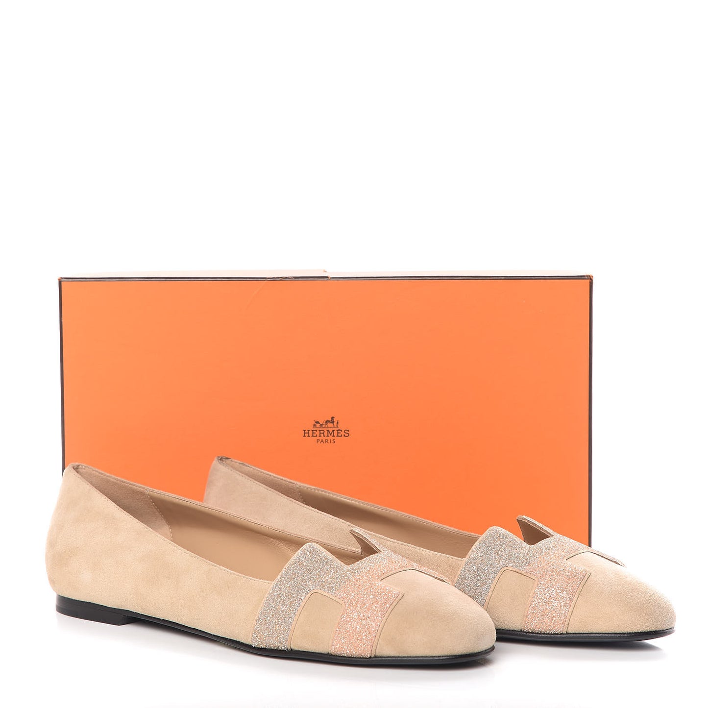 Suede Goatskin Crystal Powdered Nice Ballerina Flats 38 Nude