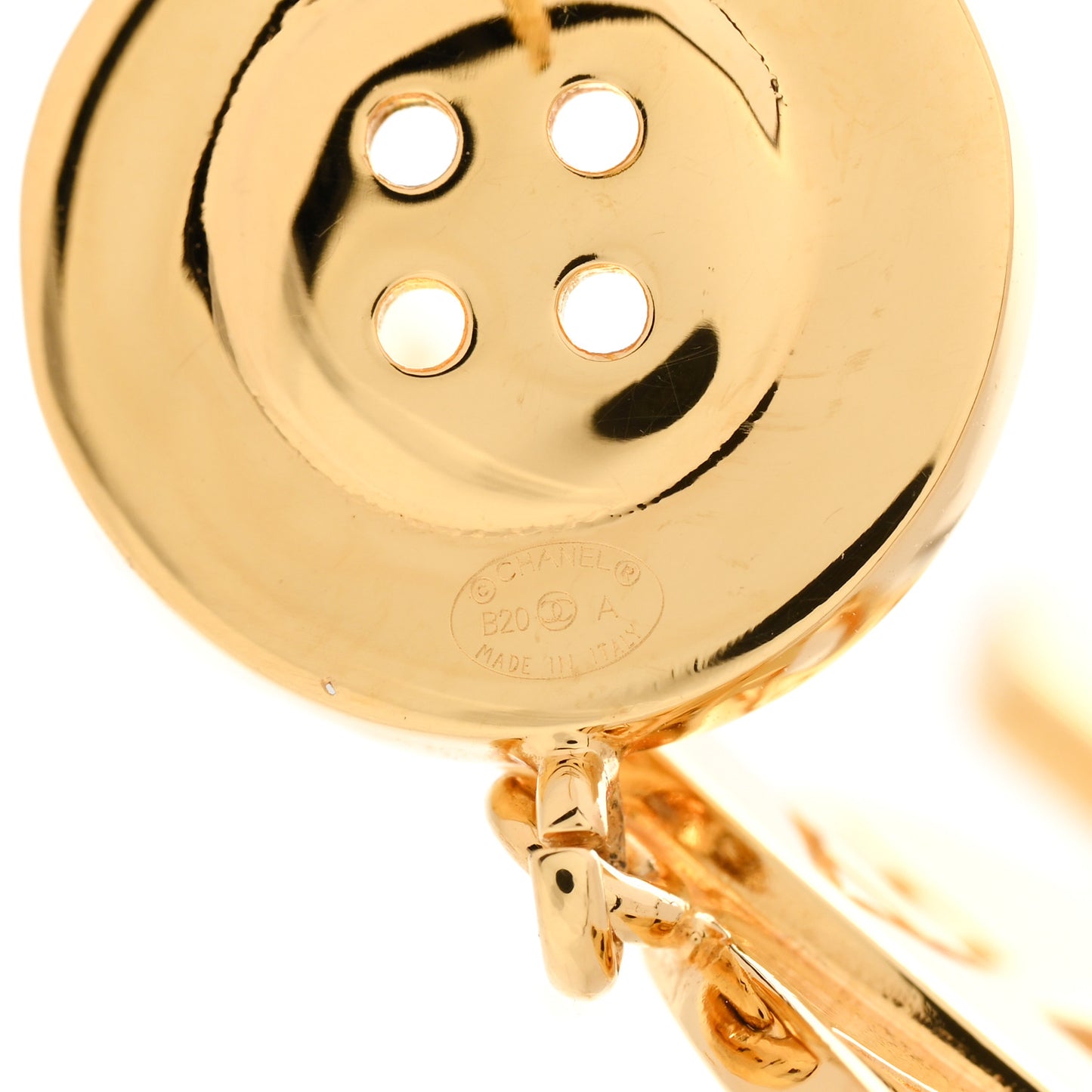 Metal Large Paris Button Earrings Gold