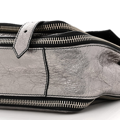 Proenza Schouler Metallic Paper Lambskin Medium PS1 Plus Zip Satchel Dark Silver 10 of 10
