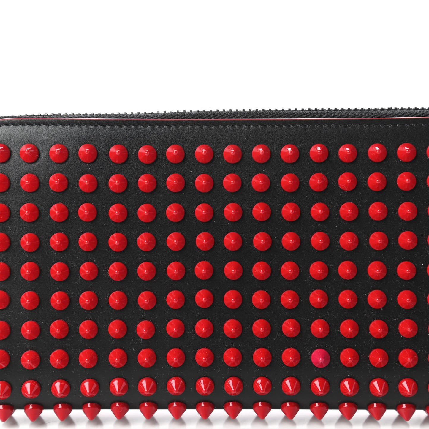 Calfskin Paris Panettone Spiked Zip Around Wallet Black Red