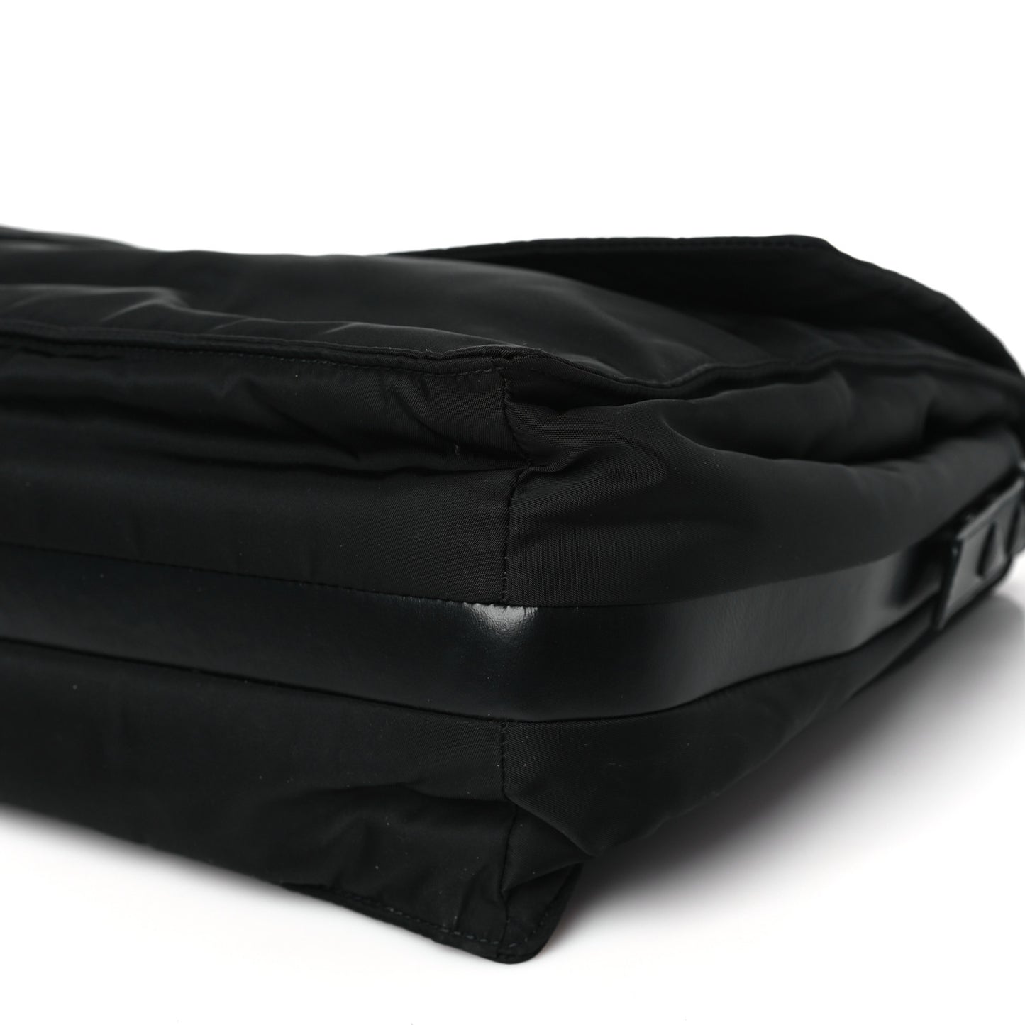 Re-Nylon Vitello Padded Large Flap Shoulder Bag Black