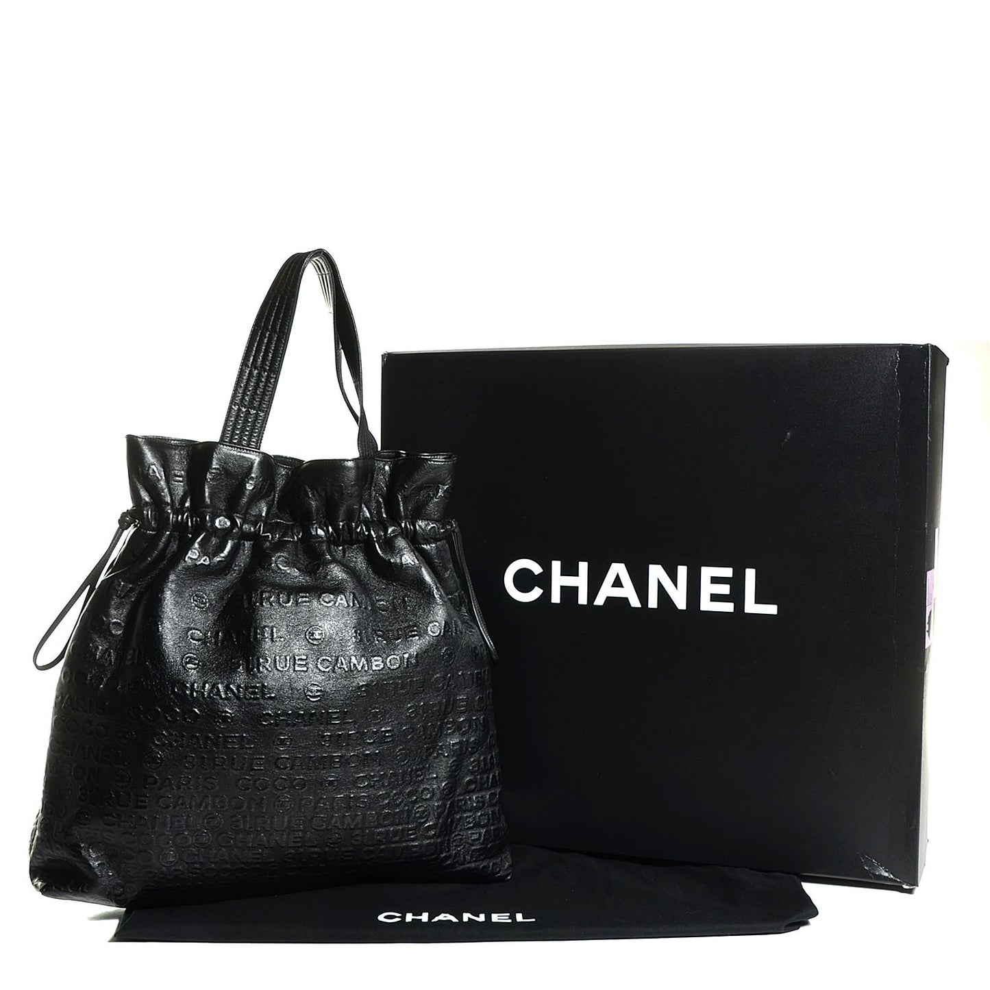 Calfskin Unlimited Drawstring Tote Black