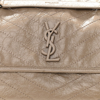 Saint Laurent Crinkled Calfskin Matelasse Monogram Medium Niki Chain Satchel Light Natural 8 of 11