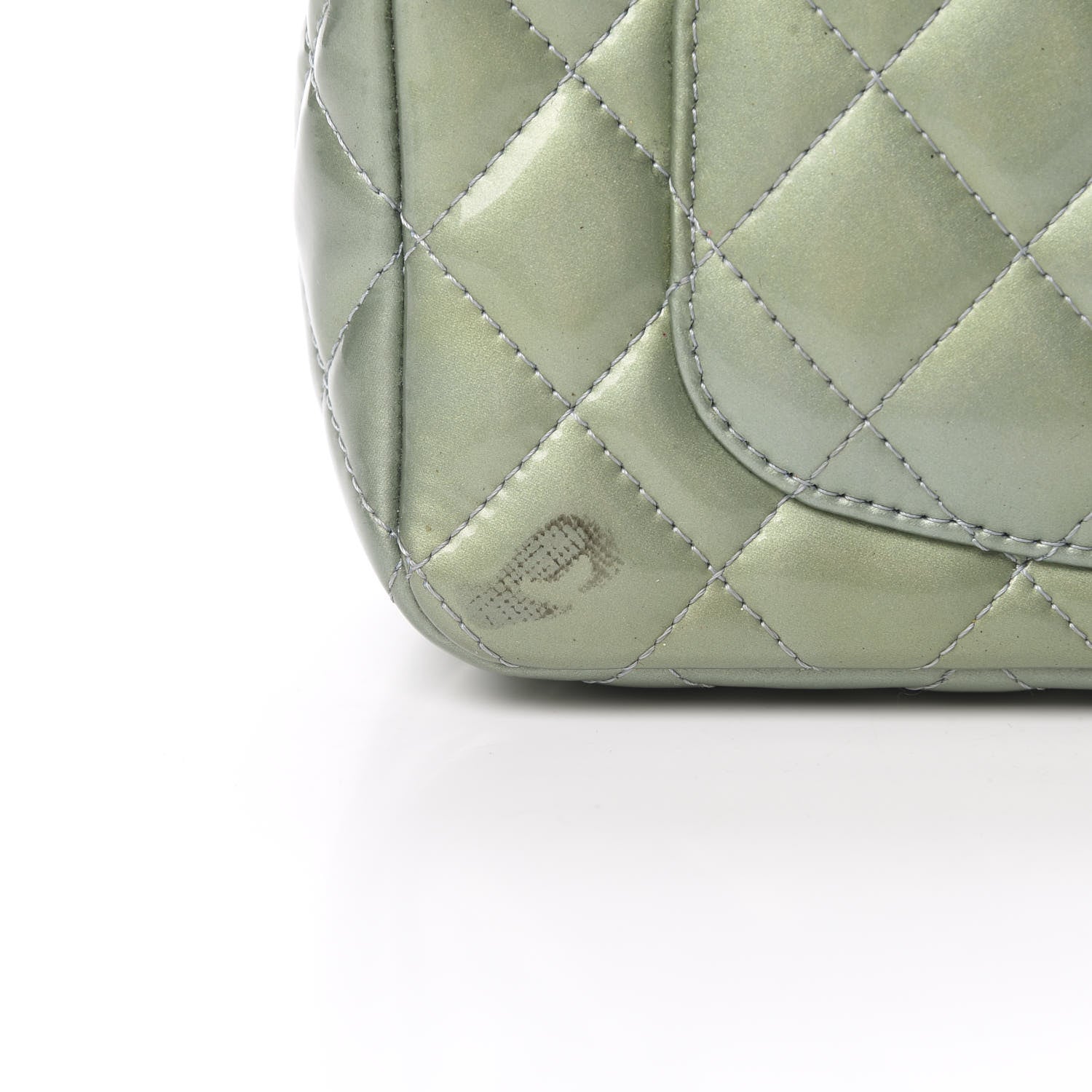 Chanel Patent Calfskin Quilted Mini Rectangular Flap Light Blue 14 of 15