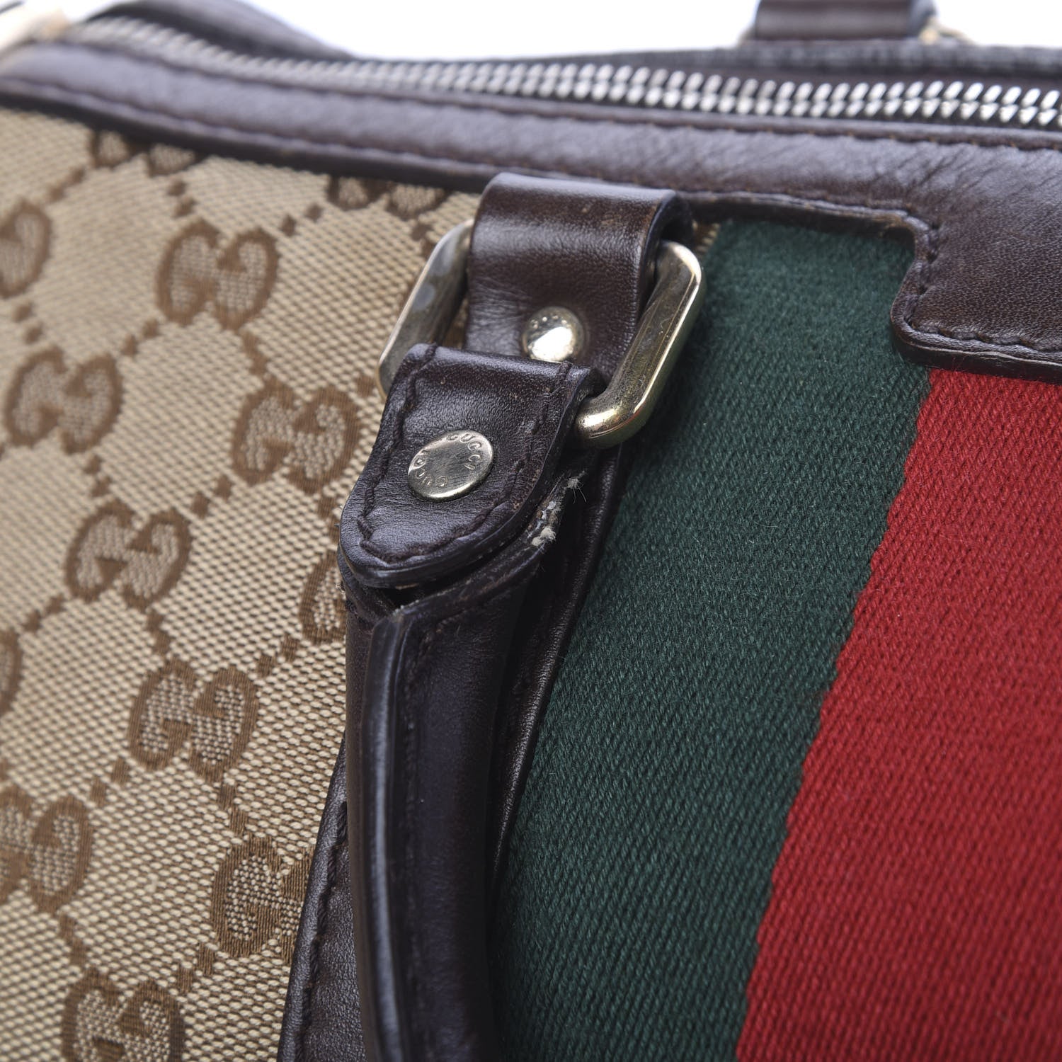 Gucci Monogram Vintage Web Medium Boston Dark Brown 20 of 23