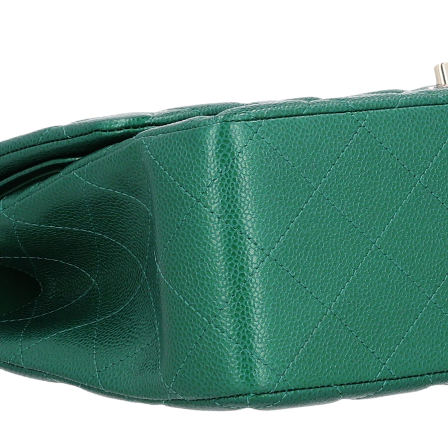 Metallic Caviar Quilted Jumbo Double Flap Green